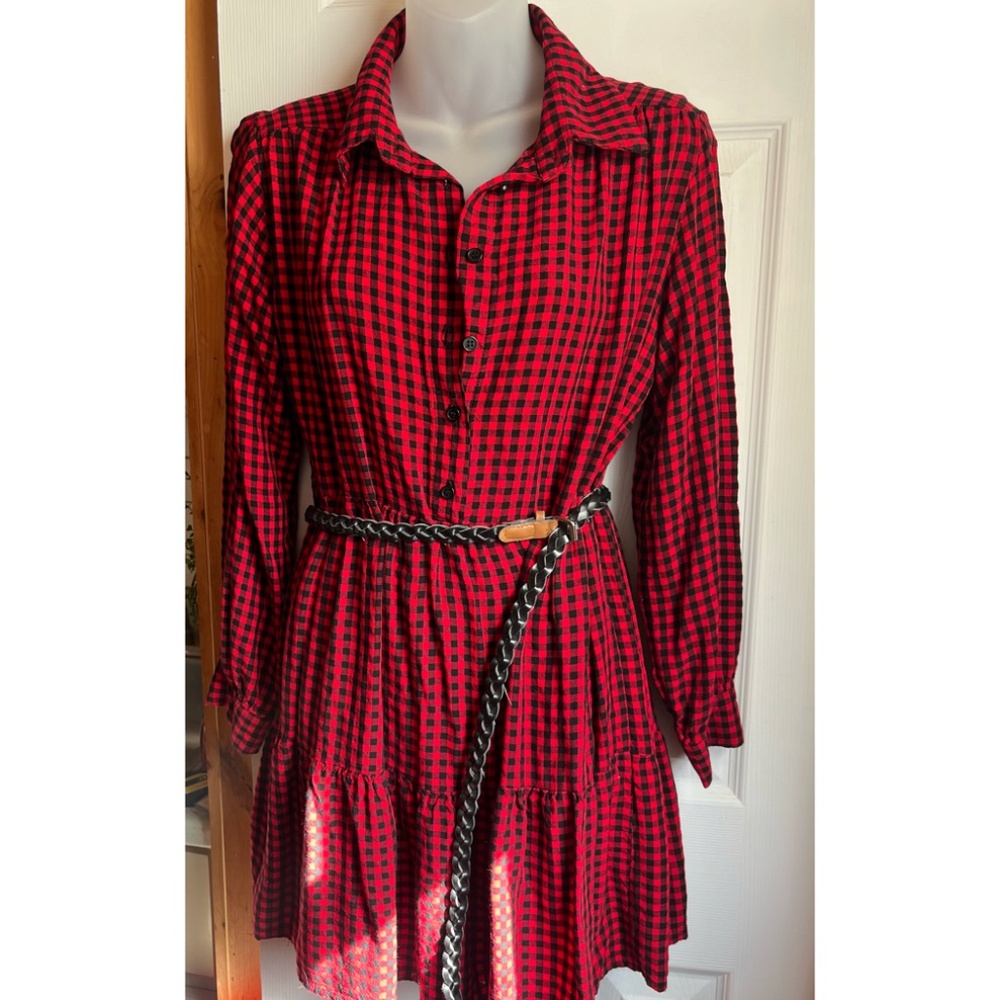 Plaid dress checkered dress fall dress Christmas dress belt NOT included